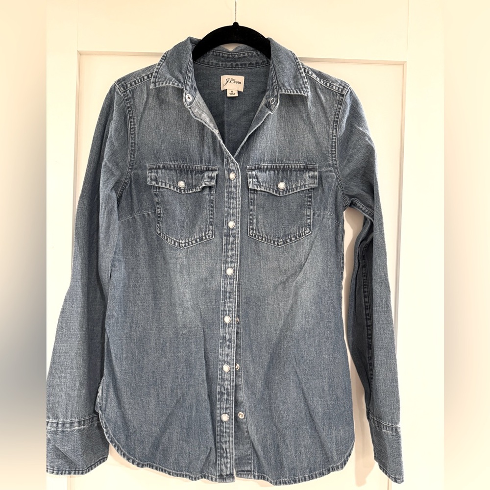 JCrew Denim Western Button Down size 0